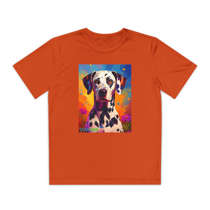 Pup Art Canvas - Kid's Sport Short Sleeve Tee (Dalmatian)