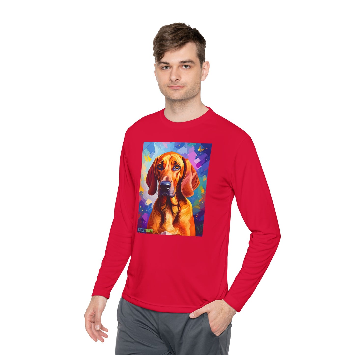 Pup Art Canvas Sport Long Sleeve Tee (Redbone Coonhound)