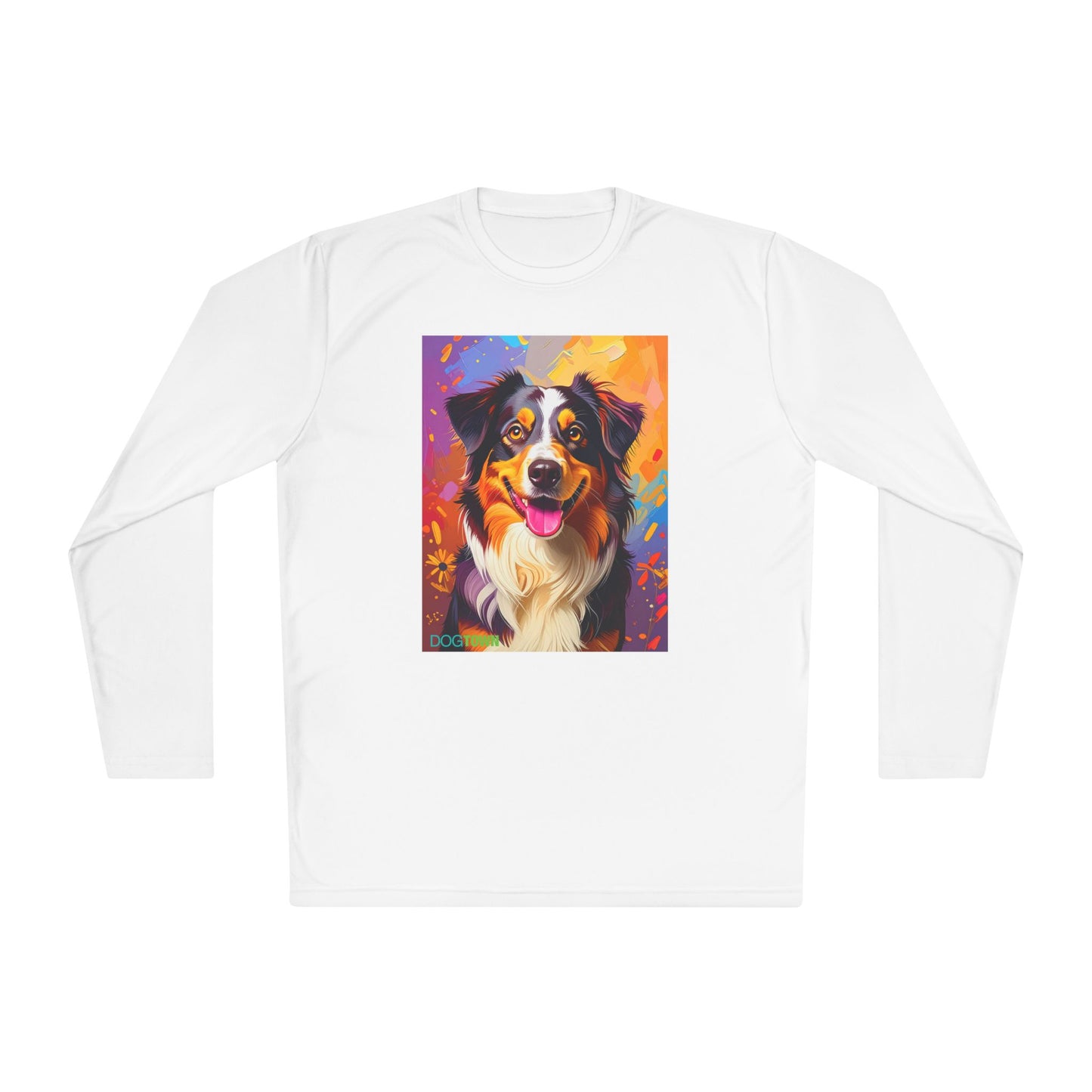 Pup Art Canvas Sport Long Sleeve Tee (Australian Shepherd)