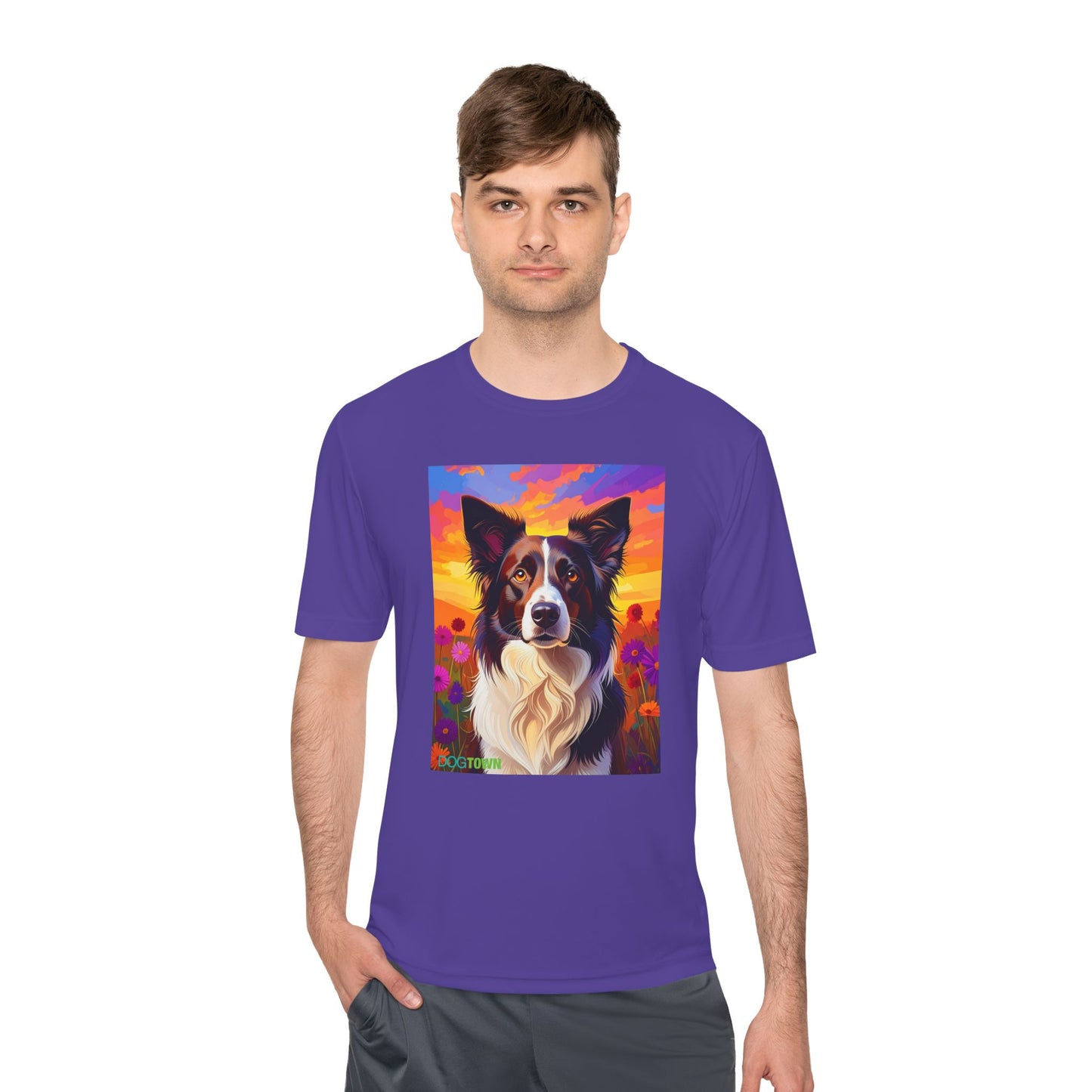 Pup Art Canvas Unisex Moisture Wicking Tee (Border Collie)
