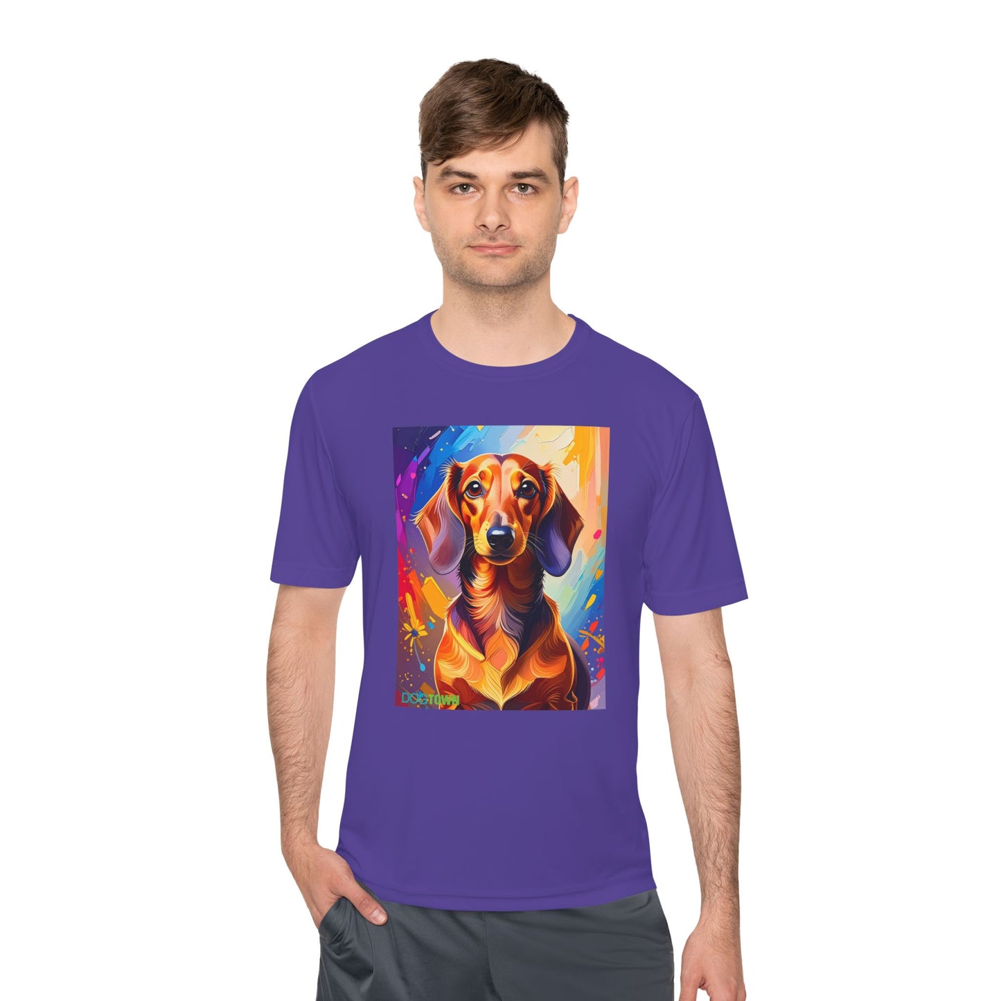Pup Art Canvas Unisex Moisture Wicking Tee (Dachshund)