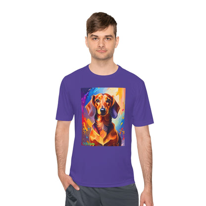 Pup Art Canvas Unisex Moisture Wicking Tee (Dachshund)