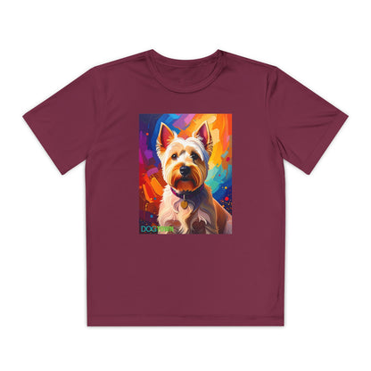 Pup Art Canvas - Kid's Sport Short Sleeve Tee (West Highland White Terrier)