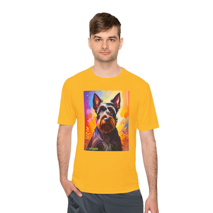 Pup Art Canvas Unisex Moisture Wicking Tee (Scottish Terrier)
