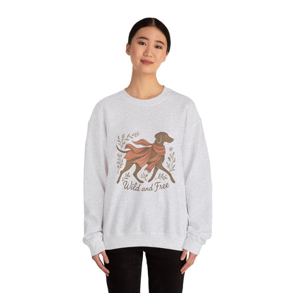Dogtown Boho Revival "Wild and Free" Unisex Heavy Blend™ Crewneck Sweatshirt (Weimaraner)