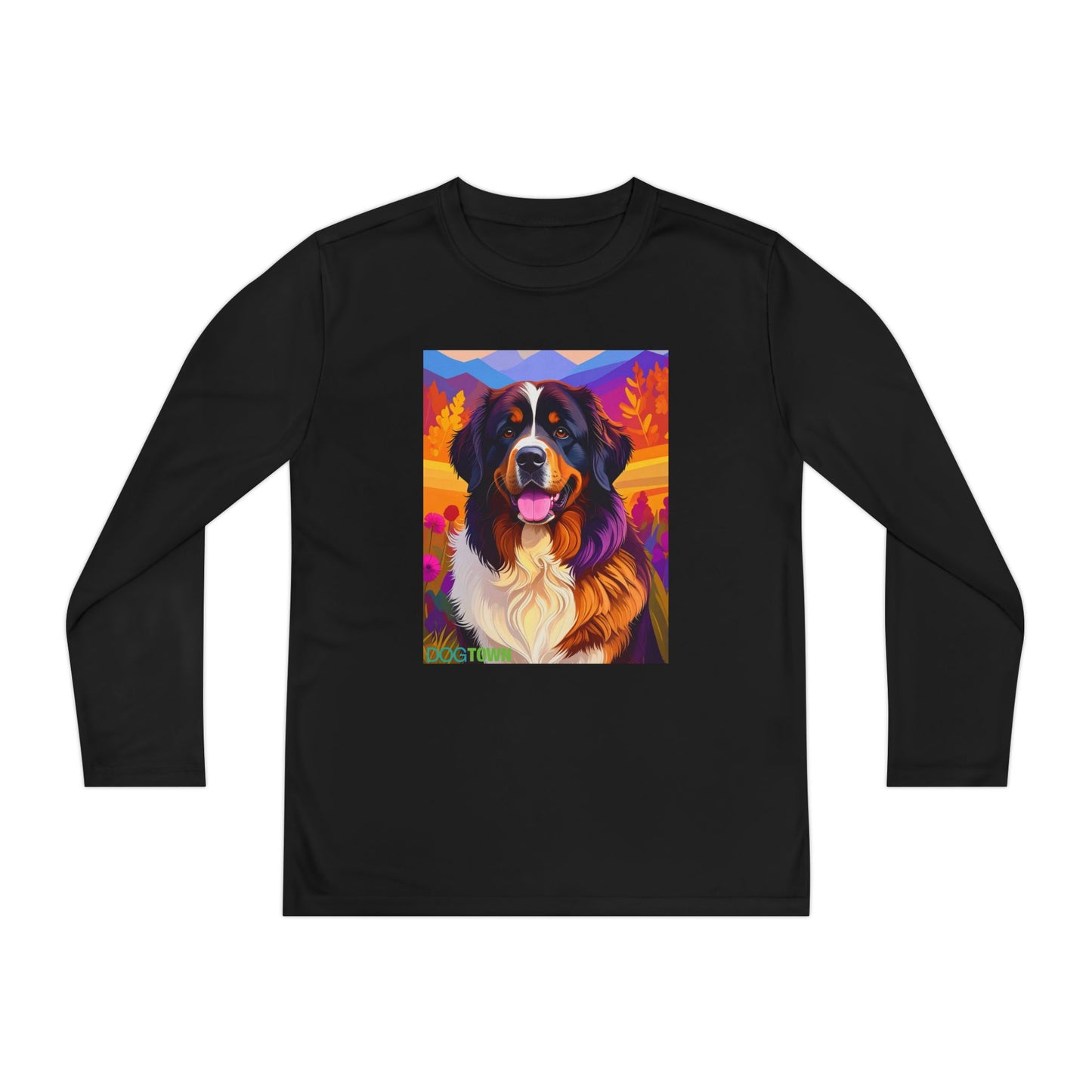 Pup Art Canvas - Kid's Sport Long Sleeve Tee (Bernese Mountain Dog)