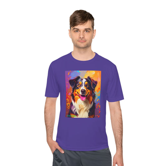 Pup Art Canvas Unisex Moisture Wicking Tee (Australian Shepherd)