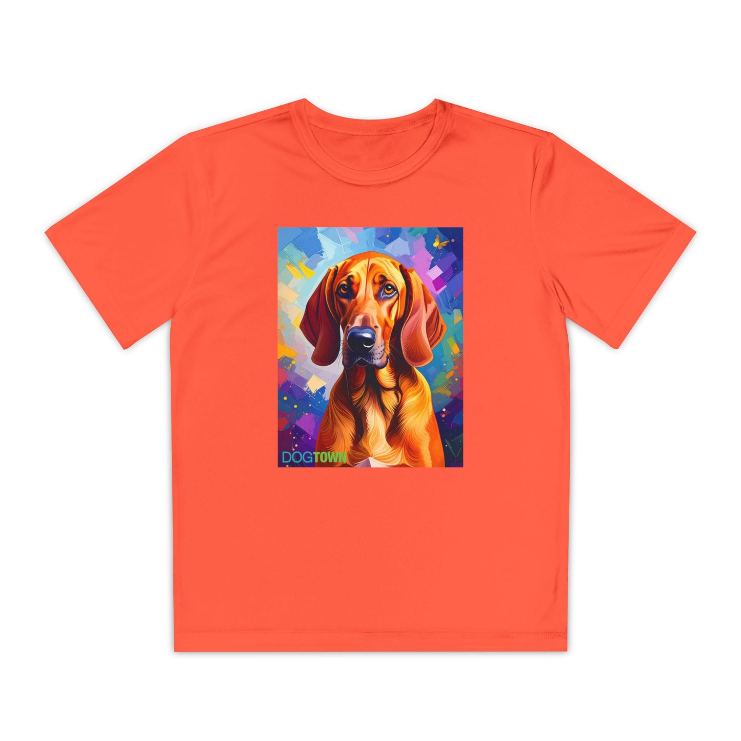 Pup Art Canvas - Kid's Sport Short Sleeve Tee (Redbone Coonhound)