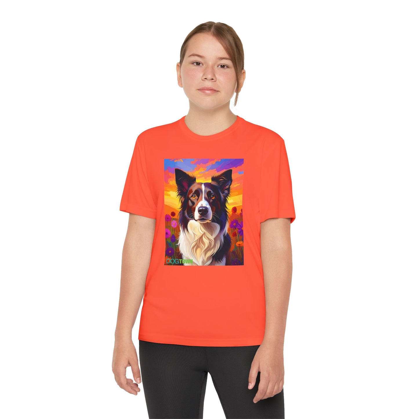 Pup Art Canvas - Kid's Sport Short Sleeve Tee (Border Collie)