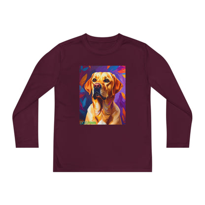 Pup Art Canvas - Kid's Sport Long Sleeve Tee (Yellow Lab)