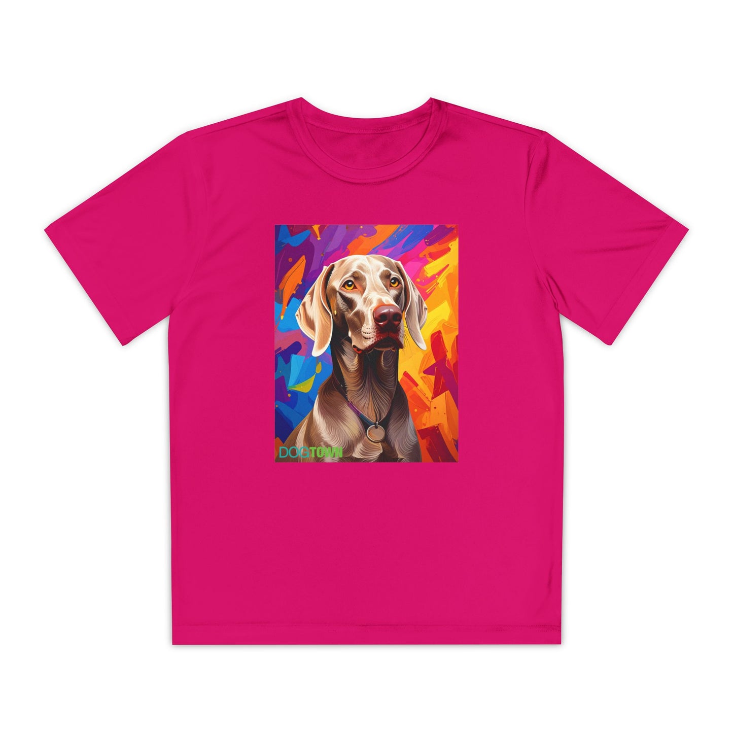 Pup Art Canvas - Kid's Sport Short Sleeve Tee (Weimaraner)