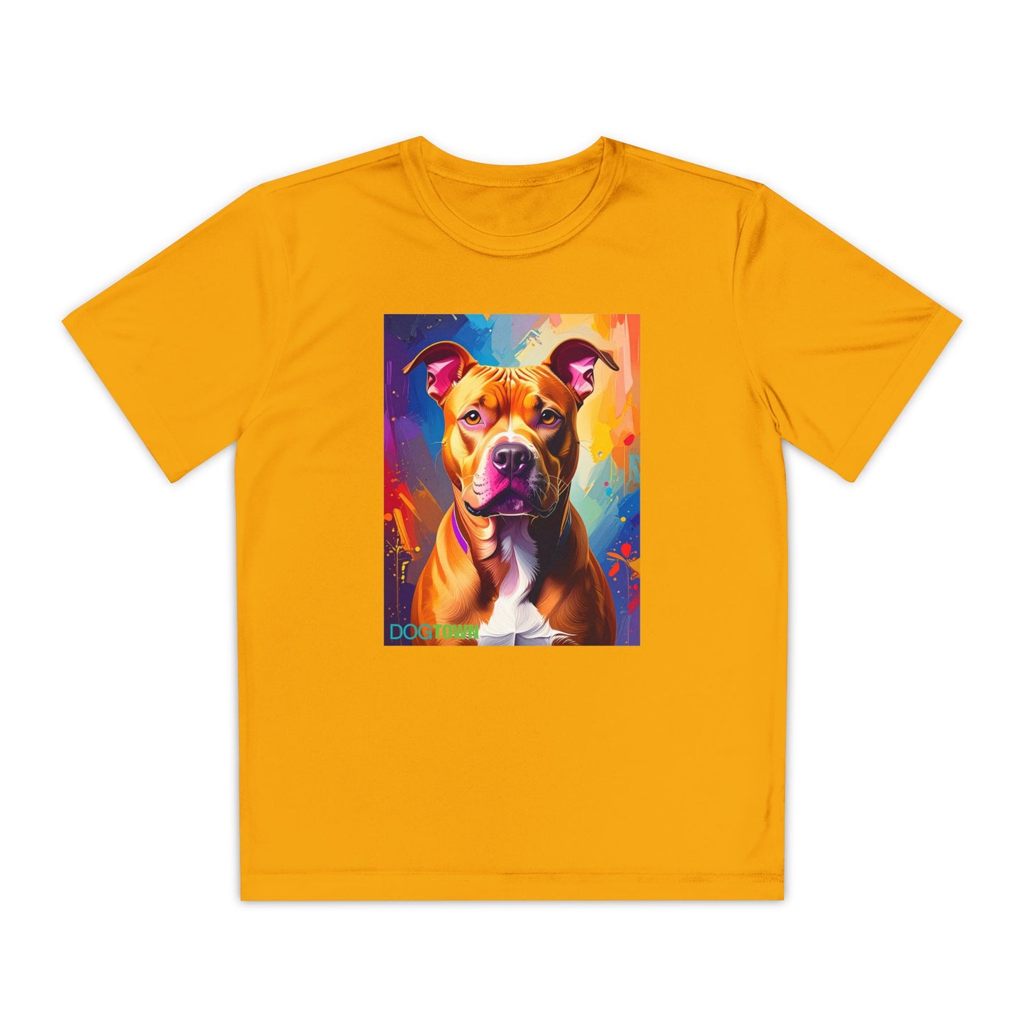 Pup Art Canvas - Kid's Sport Short Sleeve Tee (Pit Bull)