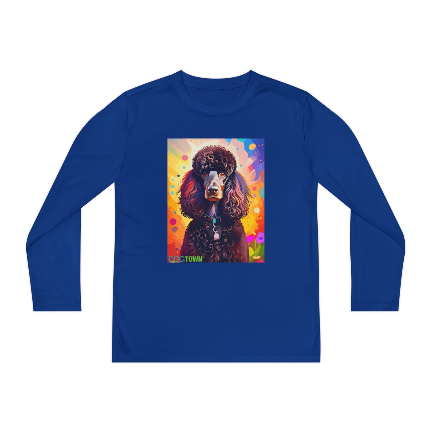 Pup Art Canvas - Kid's Sport Long Sleeve Tee (Standard Poodle)