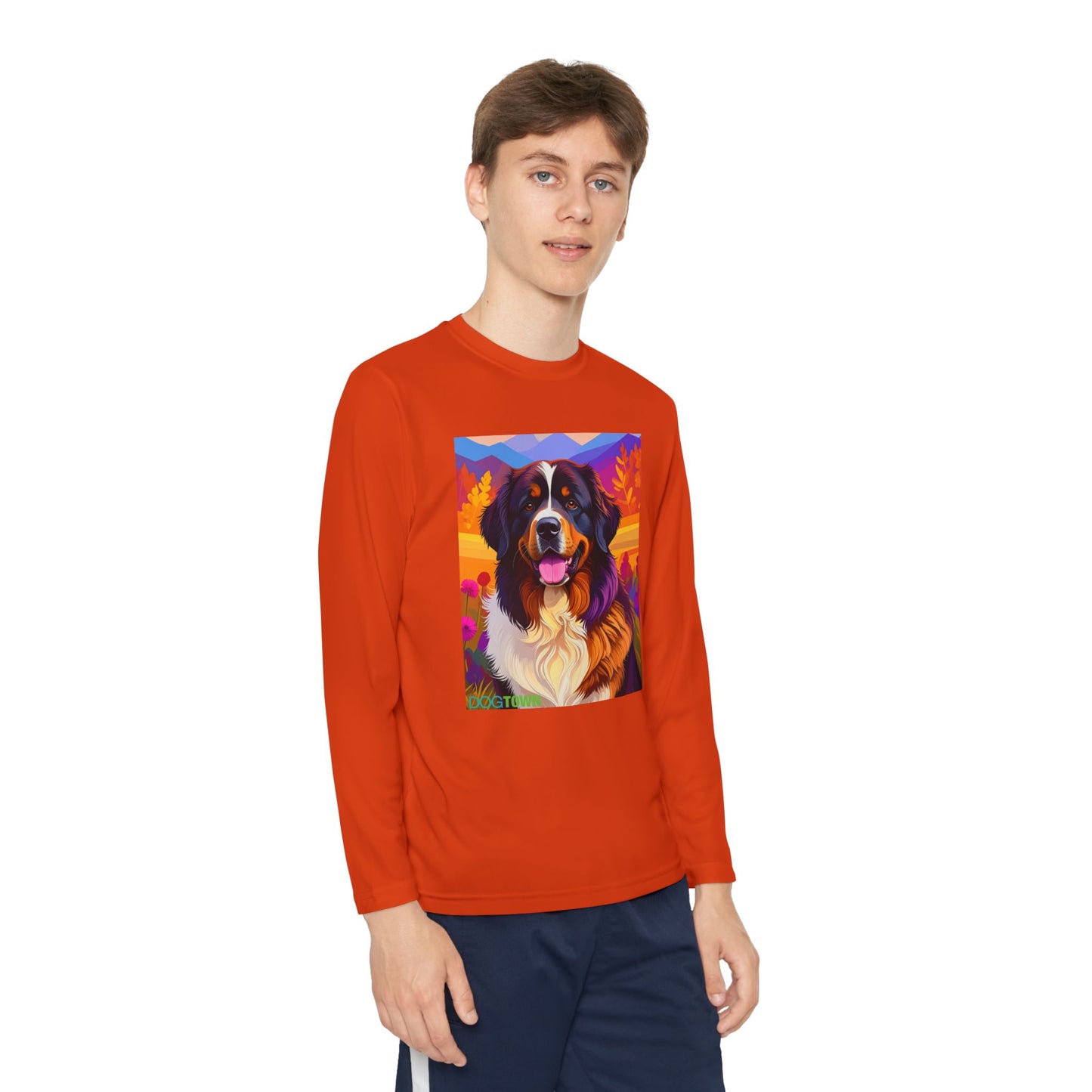 Pup Art Canvas - Kid's Sport Long Sleeve Tee (Bernese Mountain Dog)