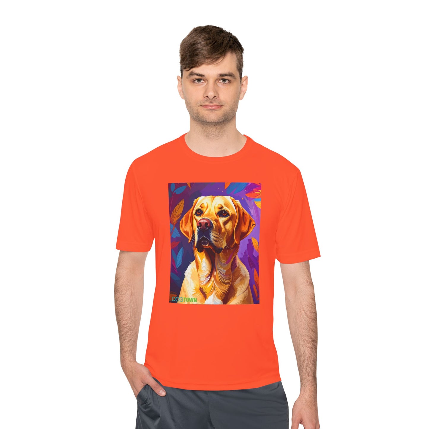 Pup Art Canvas Unisex Moisture Wicking Tee (Yellow Lab)
