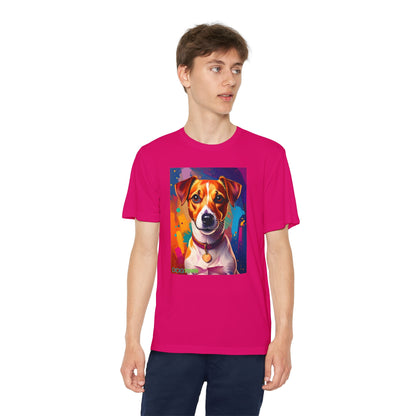 Pup Art Canvas - Kid's Sport Short Sleeve Tee (Jack Russell Terrier)