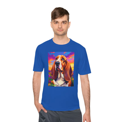 Pup Art Canvas Unisex Moisture Wicking Tee (Basset Hound)