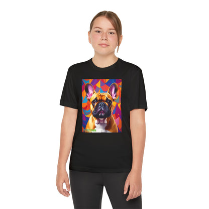 Pup Art Canvas - Kid's Sport Short Sleeve Tee (French Bulldog)