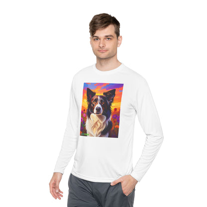 Pup Art Canvas Sport Long Sleeve Tee (Border Collie)