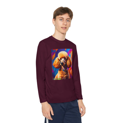 Pup Art Canvas - Kid's Sport Long Sleeve Tee (Toy Poodle)