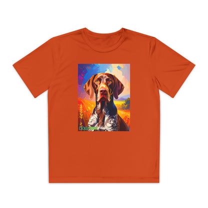 Pup Art Canvas - Kid's Sport Short Sleeve Tee (German Shorthaired Pointer)