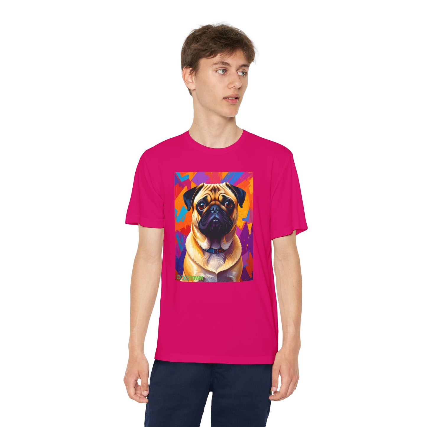Pup Art Canvas - Kid's Sport Short Sleeve Tee (Pug)