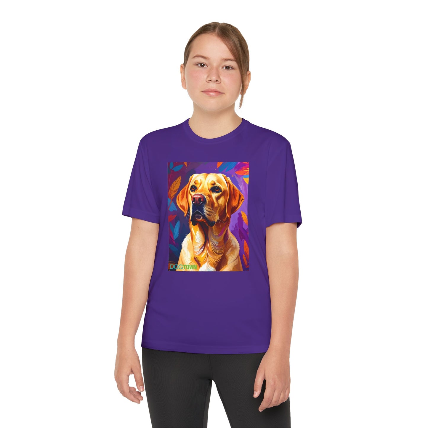Pup Art Canvas - Kid's Sport Short Sleeve Tee (Yellow Lab)