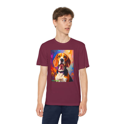 Pup Art Canvas - Kid's Sport Short Sleeve Tee (Beagle)