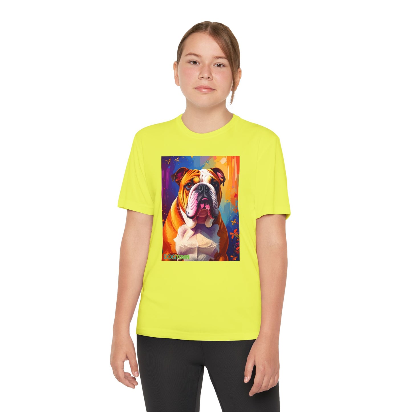 Pup Art Canvas - Kid's Sport Short Sleeve Tee (English Bulldog)