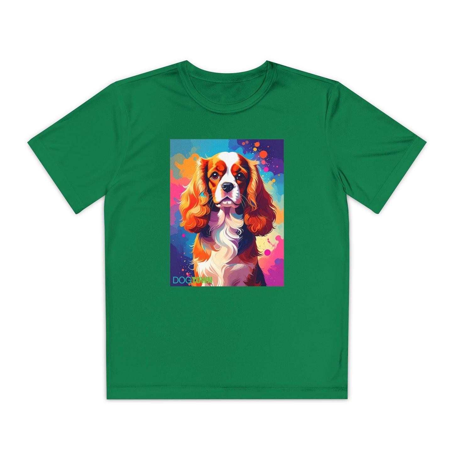 Pup Art Canvas - Kid's Sport Short Sleeve Tee (Cavalier King Charles Spaniel)