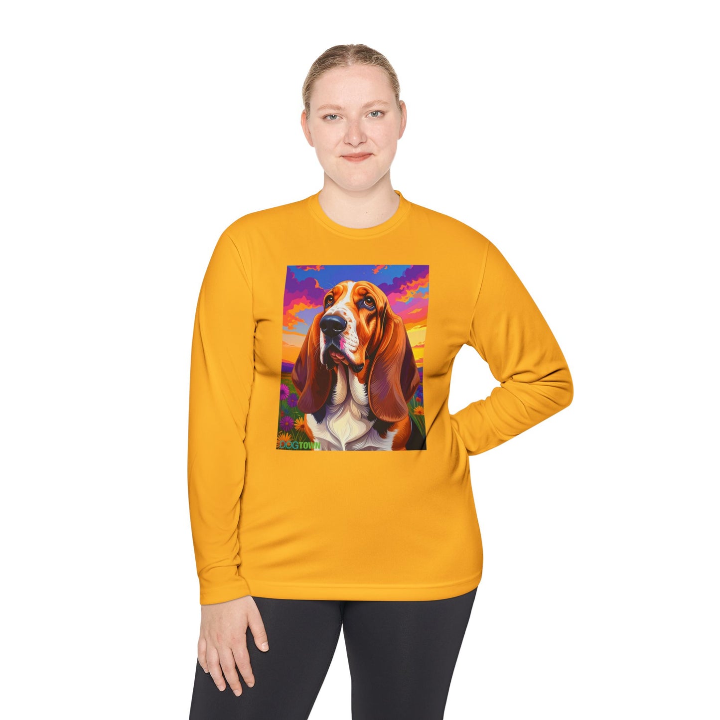 Pup Art Canvas Sport Long Sleeve Tee (Basset Hound)