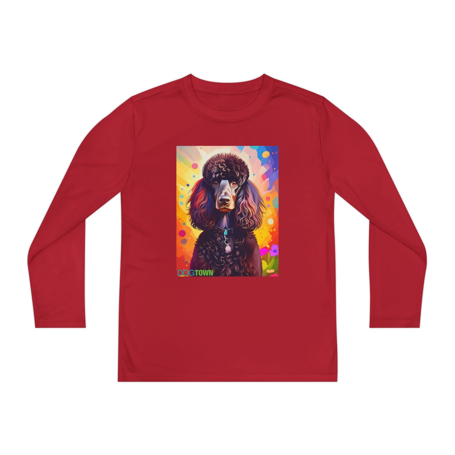 Pup Art Canvas - Kid's Sport Long Sleeve Tee (Standard Poodle)