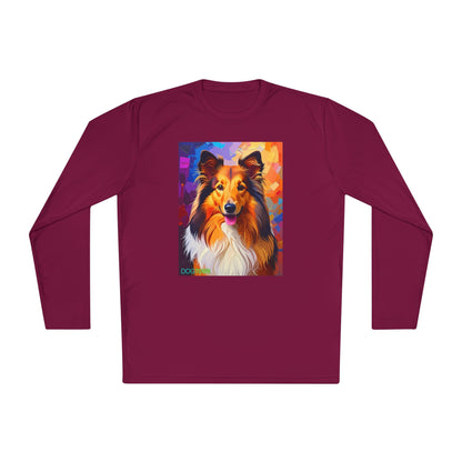 Pup Art Canvas Sport Long Sleeve Tee (Sheltie)