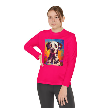 Pup Art Canvas - Kid's Sport Long Sleeve Tee (Dalmatian)