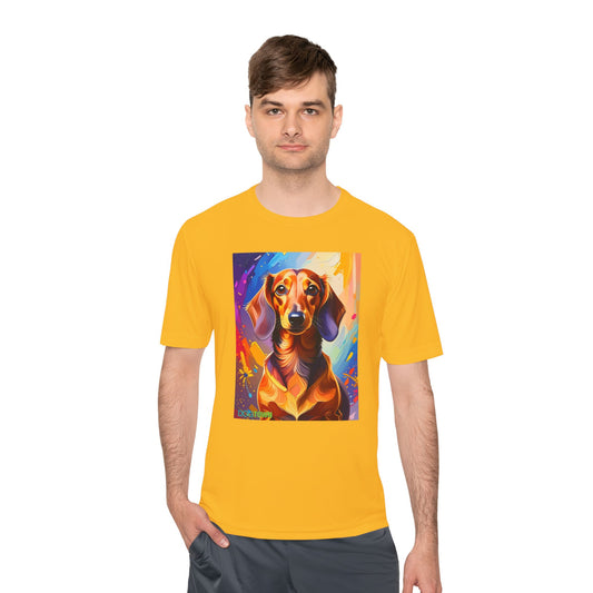 Pup Art Canvas Unisex Moisture Wicking Tee (Dachshund)