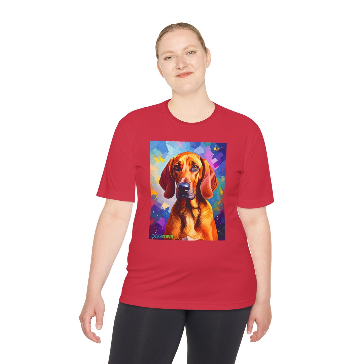 Pup Art Canvas Unisex Moisture Wicking Tee (Redbone Coonhound)