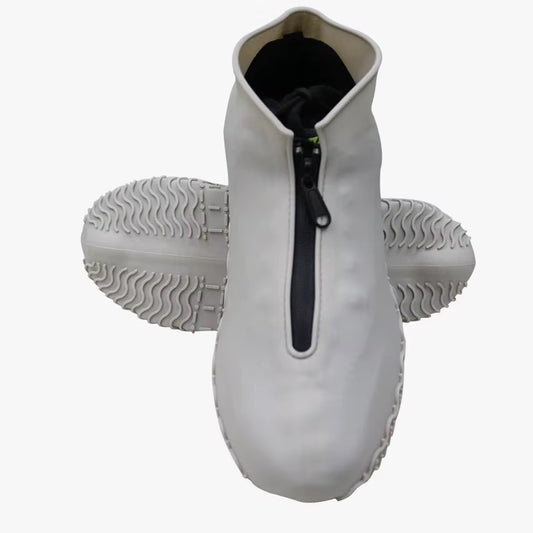 New Waterproof Zipper Silicone Shoe Cover Rain Boots Unisex Outdoor Solid Non-Slip Non-Slip Wear-Resistant Reusable Shoe Cover