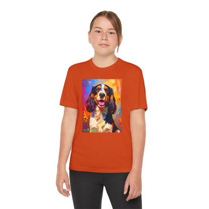 Pup Art Canvas - Kid's Sport Short Sleeve Tee (English Springer Spaniel)