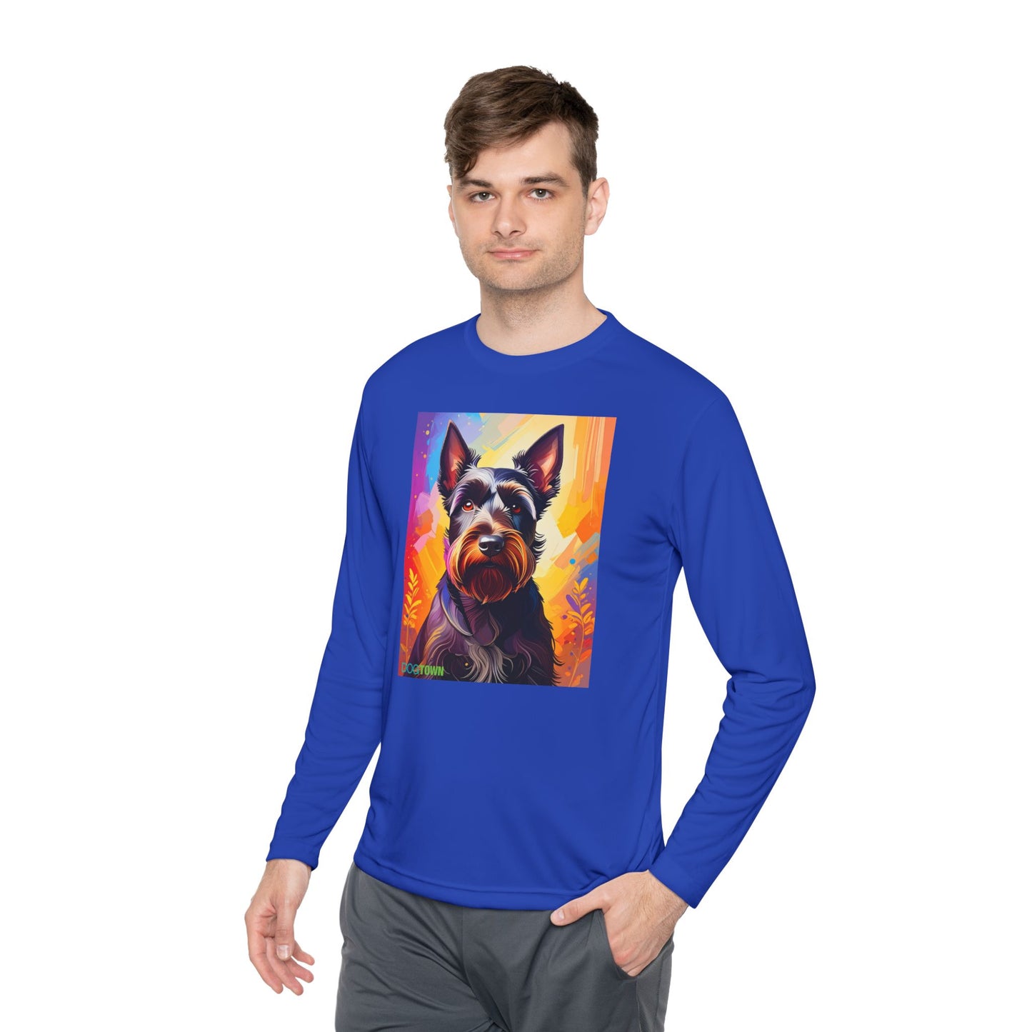 Pup Art Canvas Sport Long Sleeve Tee (Scottish Terrier)