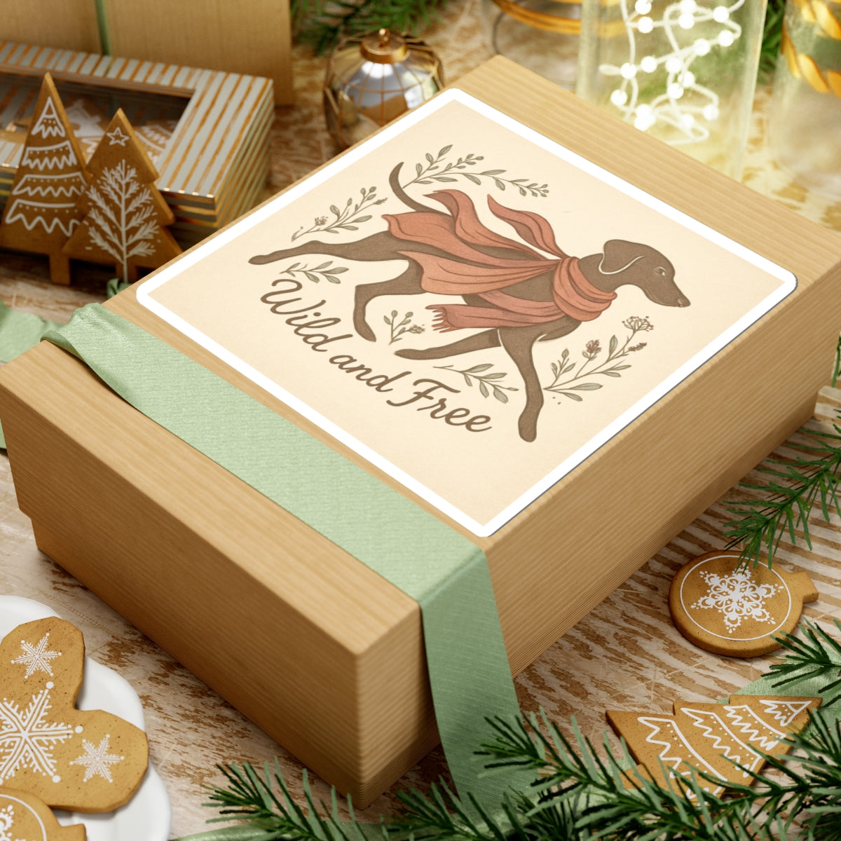 Dogtown Boho Revival "Wild and Free" Kiss-Cut Stickers (Weimaraner)