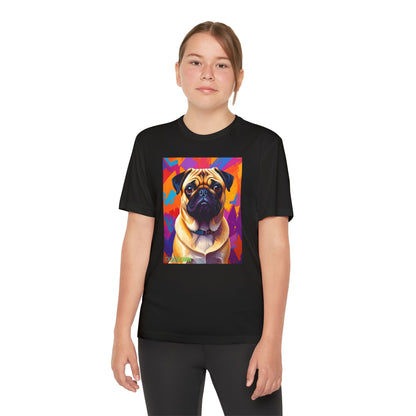 Pup Art Canvas - Kid's Sport Short Sleeve Tee (Pug)