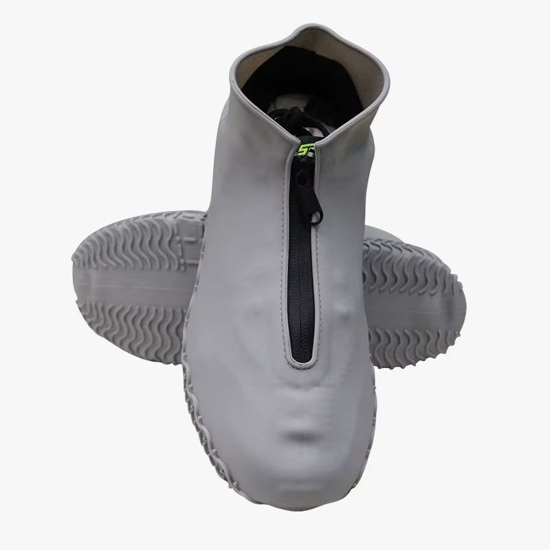 New Waterproof Zipper Silicone Shoe Cover Rain Boots Unisex Outdoor Solid Non-Slip Non-Slip Wear-Resistant Reusable Shoe Cover