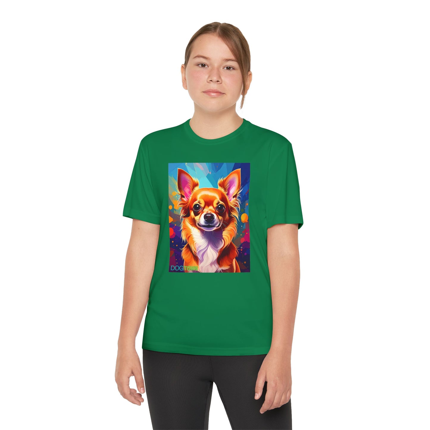Pup Art Canvas - Kid's Sport Short Sleeve Tee (Chihuauha)