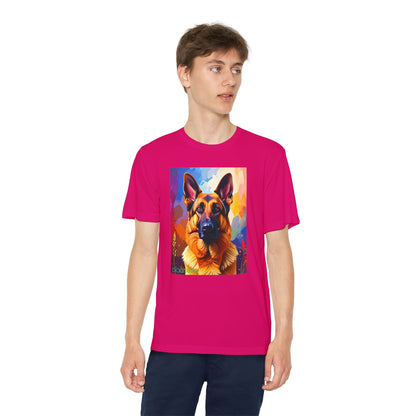 Pup Art Canvas - Kid's Sport Short Sleeve Tee (German Shepherd)