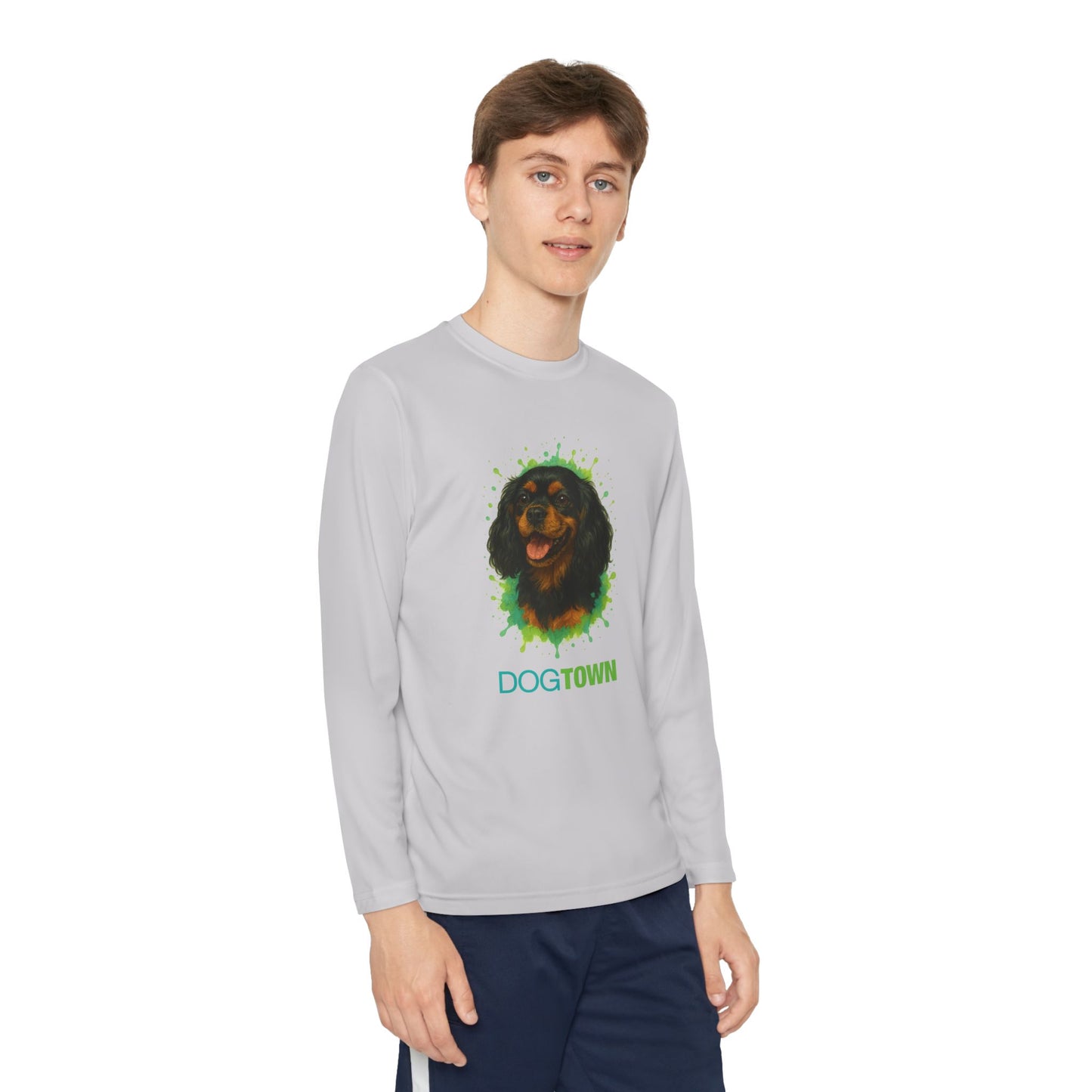 2025 Breed Collection - Kid's Polyester Thin Long Sleeve Tee - Black and Tan Cavalier King Charles Spaniel