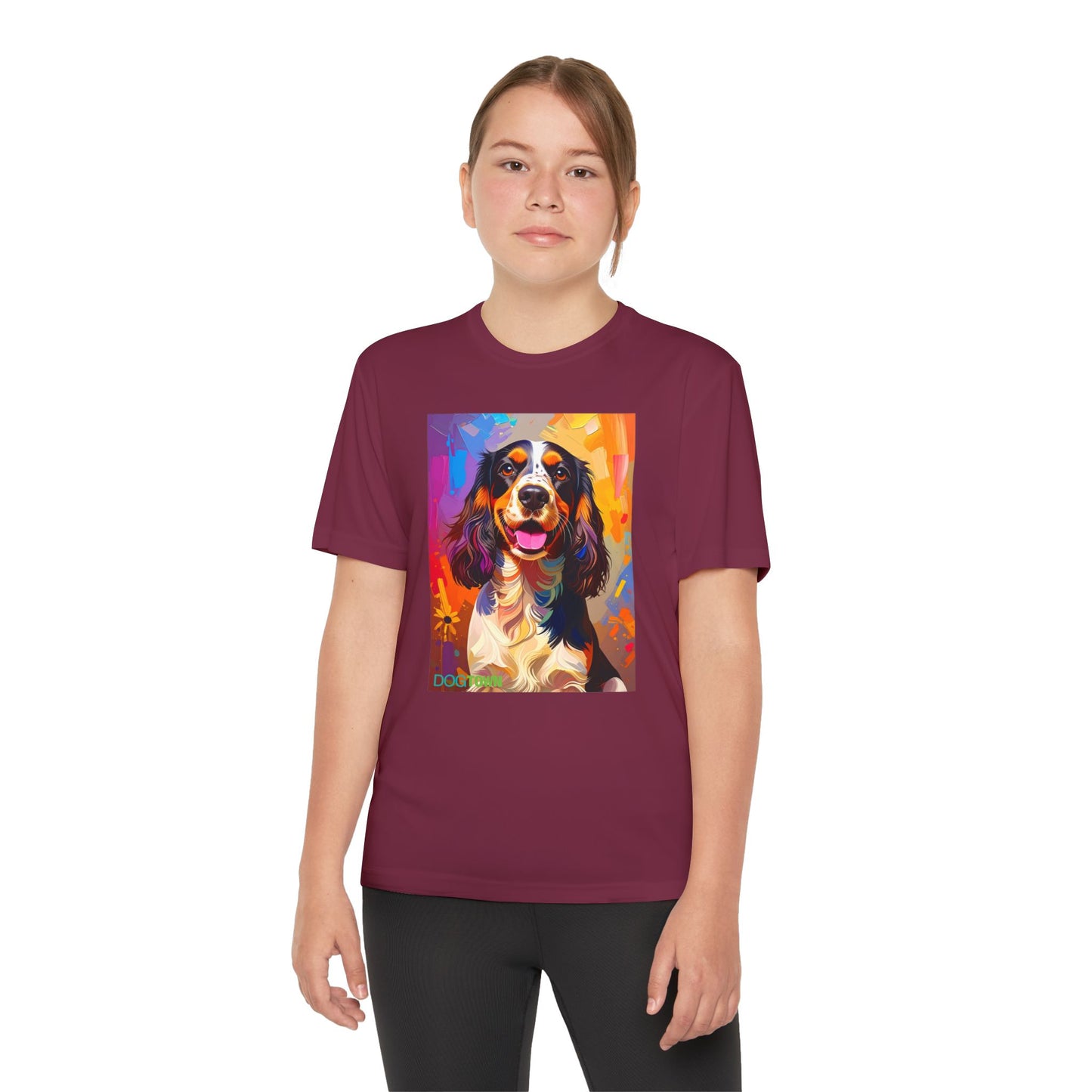 Pup Art Canvas - Kid's Sport Short Sleeve Tee (English Springer Spaniel)
