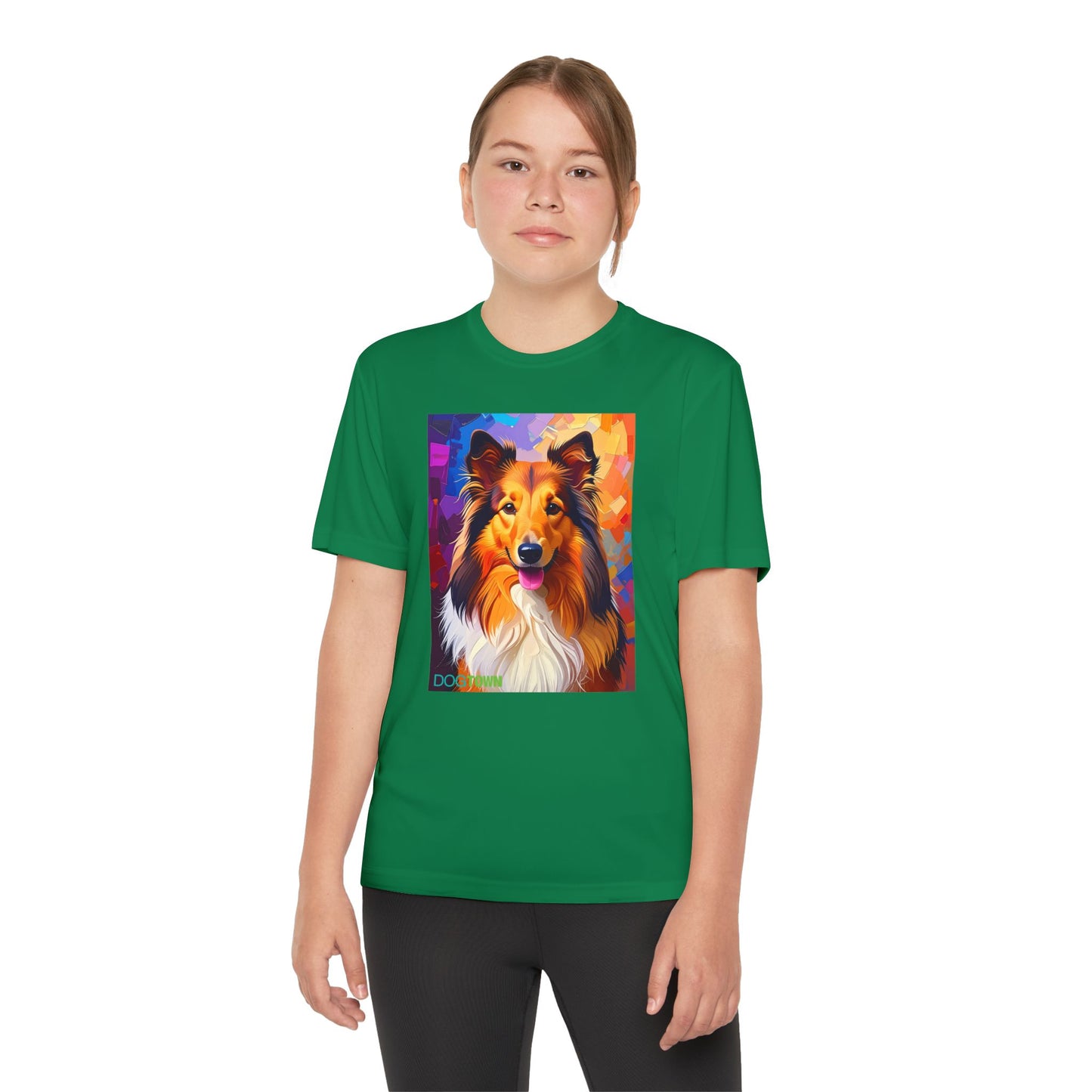 Pup Art Canvas - Kid's Sport Short Sleeve Tee (Sheltie - Shetland Sheepdog)