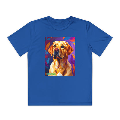 Pup Art Canvas - Kid's Sport Short Sleeve Tee (Yellow Lab)