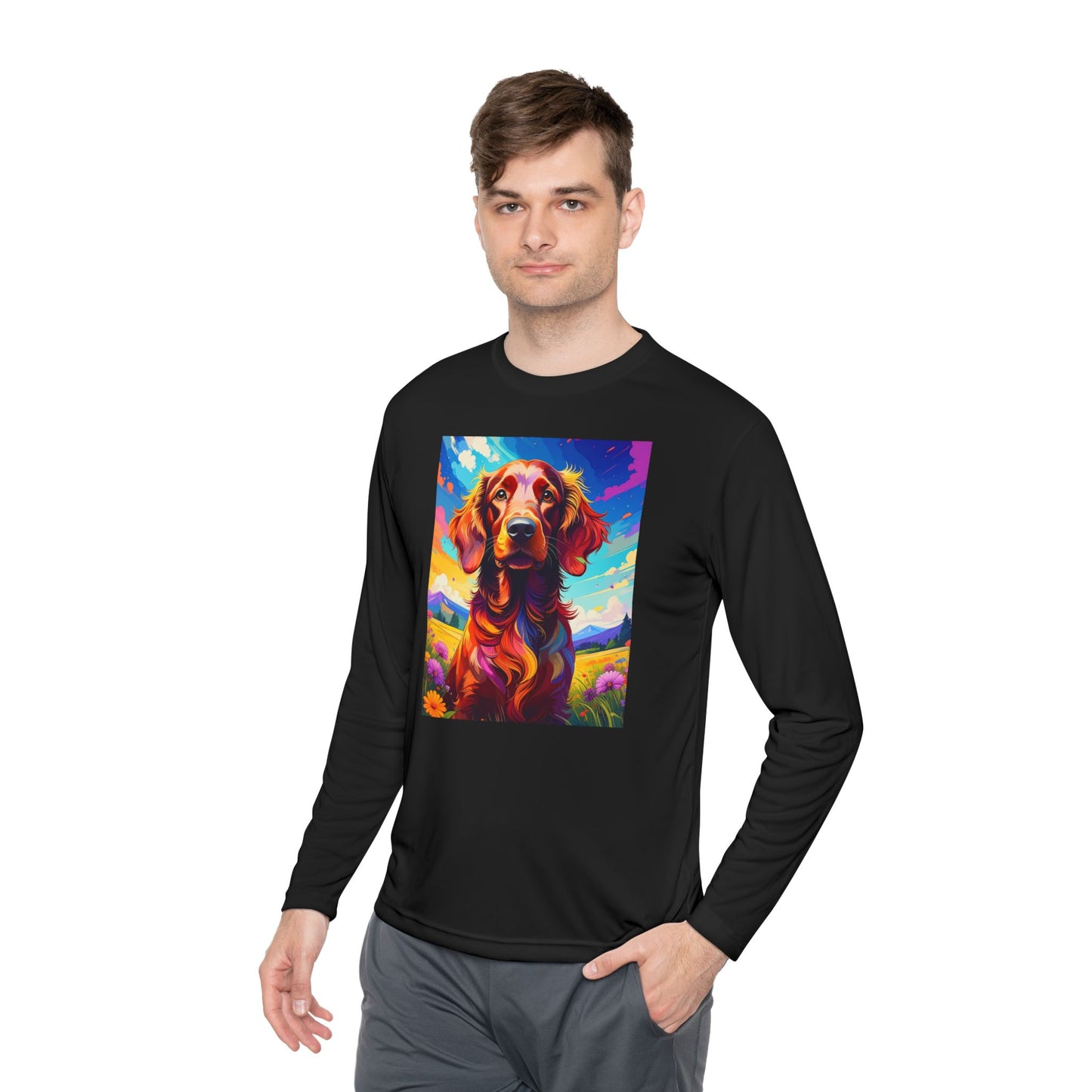 Pup Art Canvas Sport Long Sleeve Tee (Irish Setter)