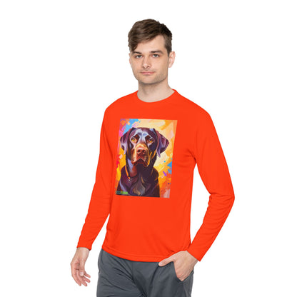 Pup Art Canvas Sport Long Sleeve Tee (Chocolate Lab)